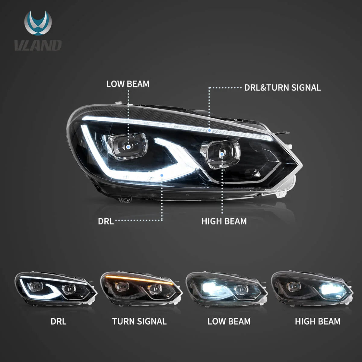 Reflektory LED Volkswagen Golf 6 (2008–2014) - obrazek 3