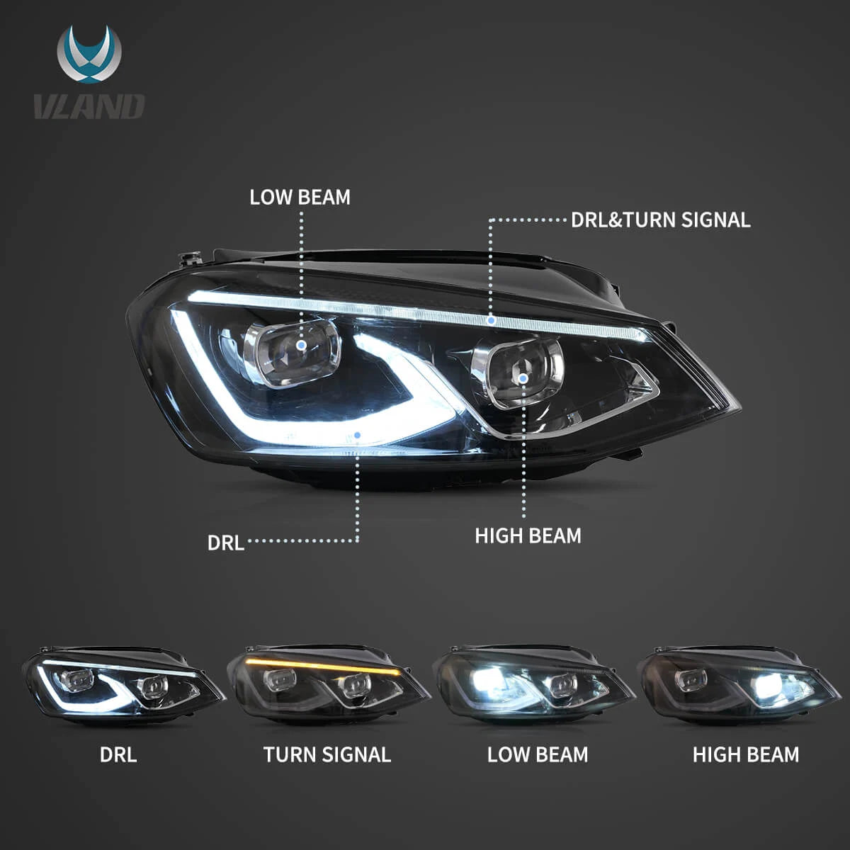 Reflektory Volkswagen Golf MK7 (2015–2017) Full LED - obrazek 4