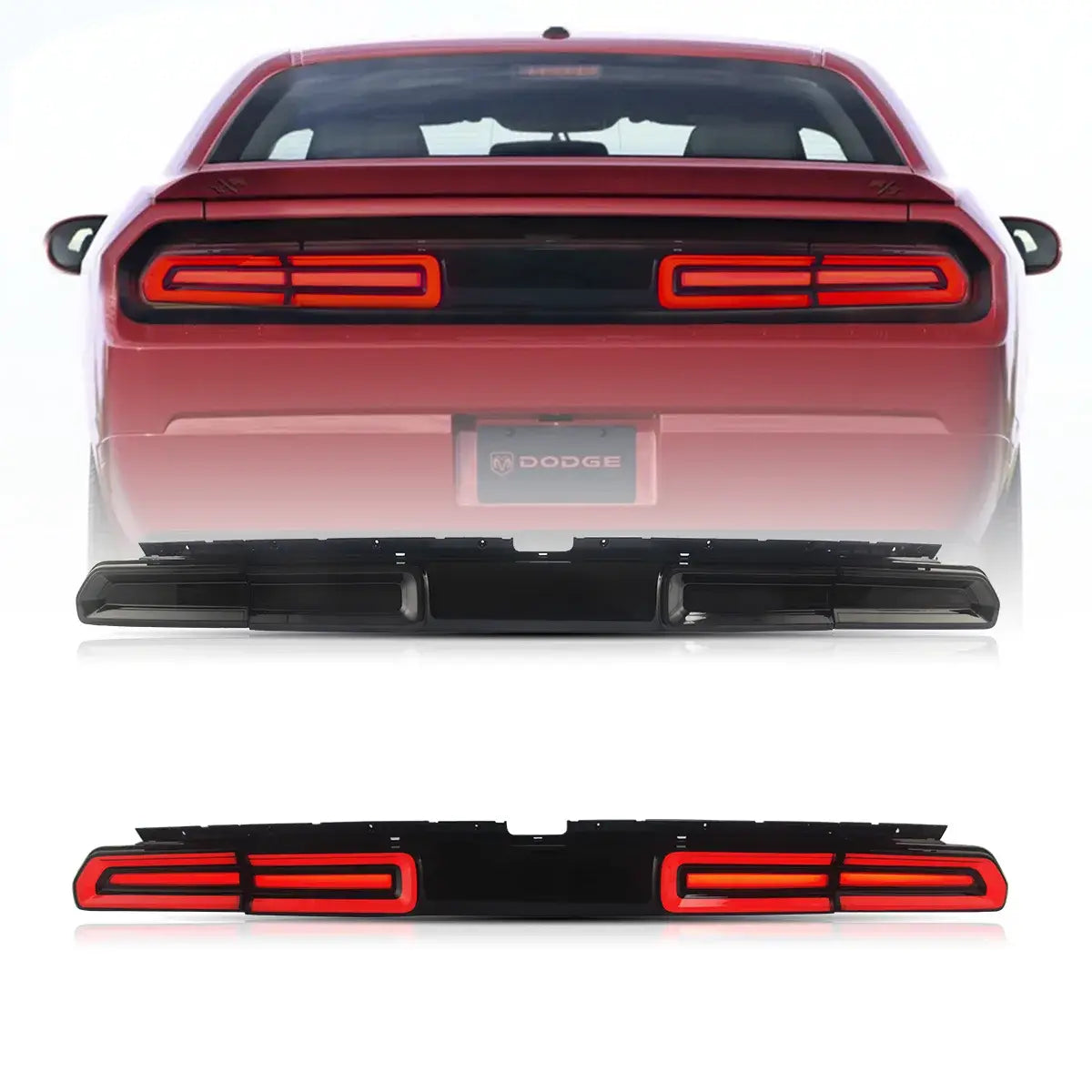 Lampy tylne/blenda Dodge Challenger 3th Gen 08-14 (LC) Przedliftingowe światła tylne z pomarańczowym sekwencyjnym kierunkowskazem