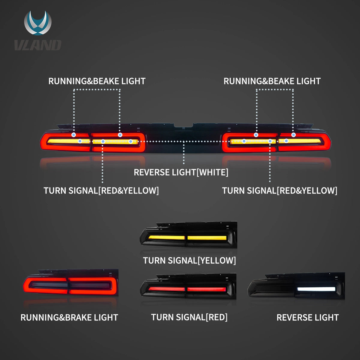 Lampy tylne/blenda Dodge Challenger 3th Gen 08-14 (LC) Przedliftingowe światła tylne z pomarańczowym sekwencyjnym kierunkowskazem - obrazek 3