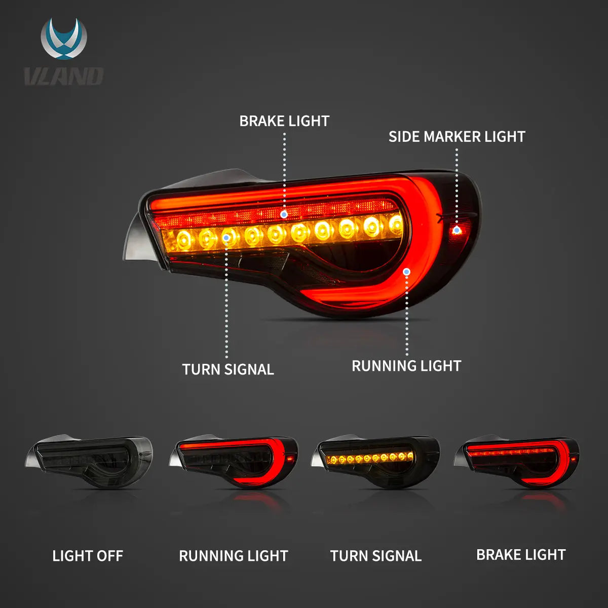 Lampy tylne Toyota 86 GT86 13-20 Subaru BRZ 13-20 Scion FR-S LED z sekwencyjnymi kierunkowskazami - obrazek 3