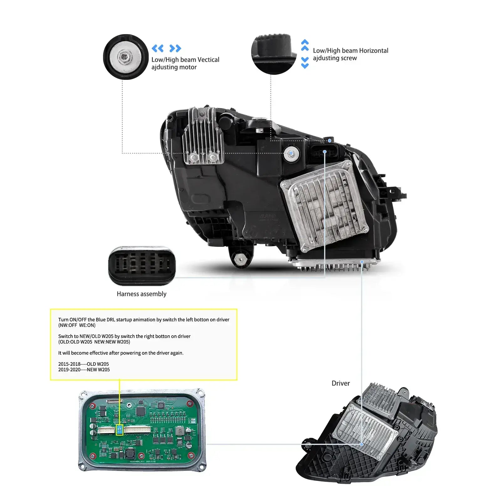 Reflektory Mercedes-Benz Klasa C W205 (2014–2021) Animacja DRL - obrazek 5