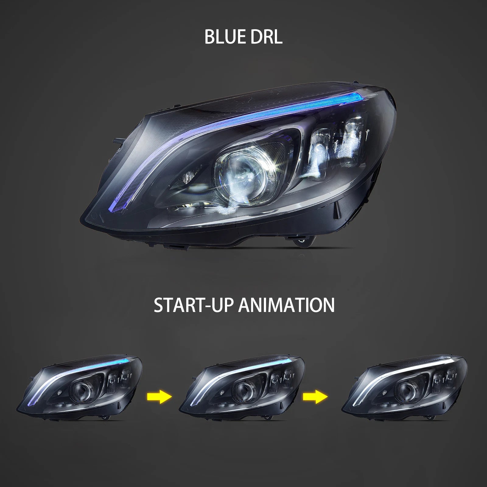 Reflektory Mercedes-Benz Klasa C W205 (2014–2021) Animacja DRL - obrazek 4