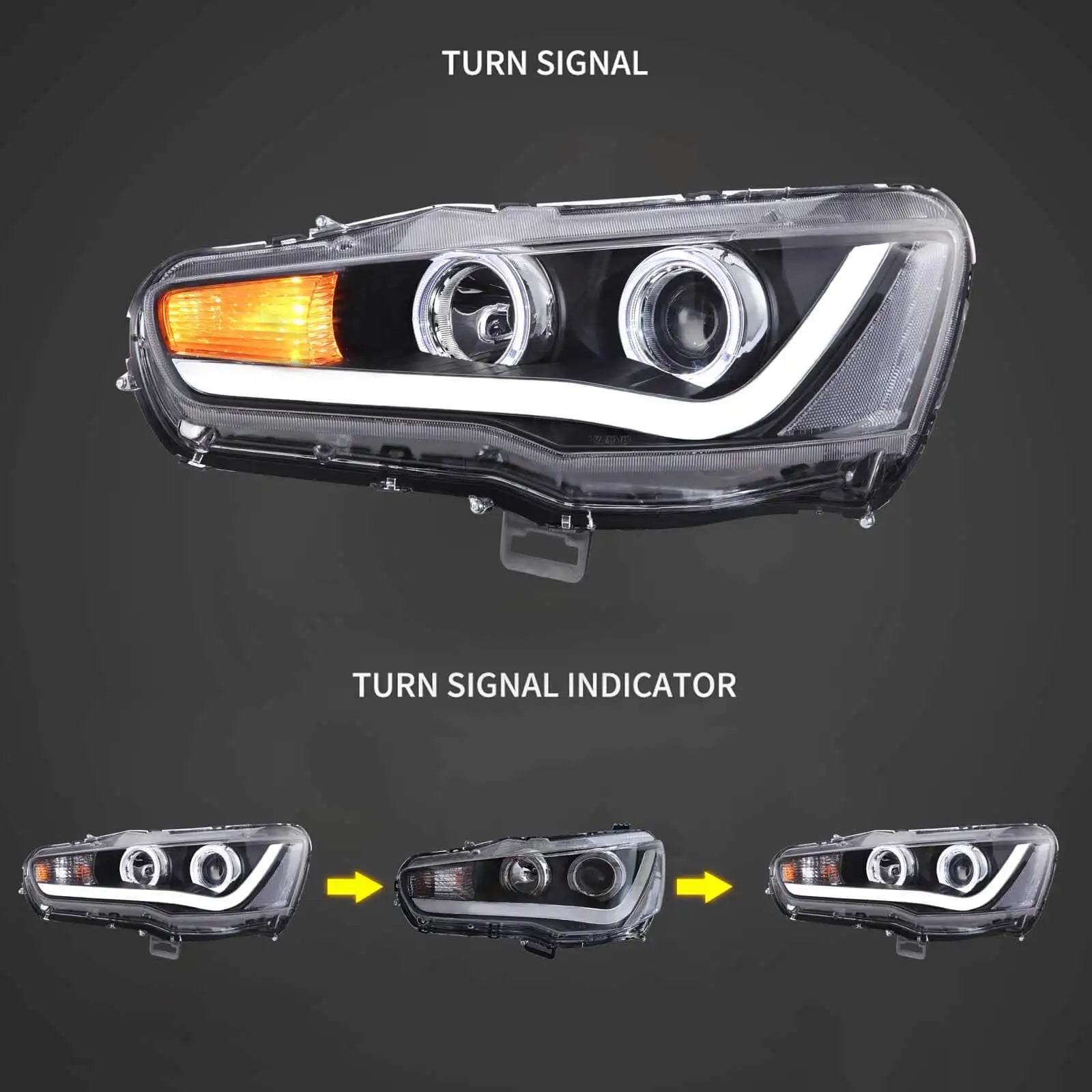Reflektory Mitsubishi Lancer IX 9 / Evo 10 X (2008–2017) DRL - obrazek 3