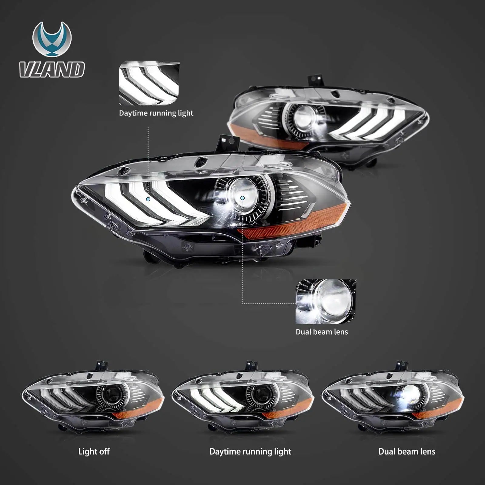 Reflektory Full LED do Ford Mustang 6. generacji (2018–2022) - obrazek 4