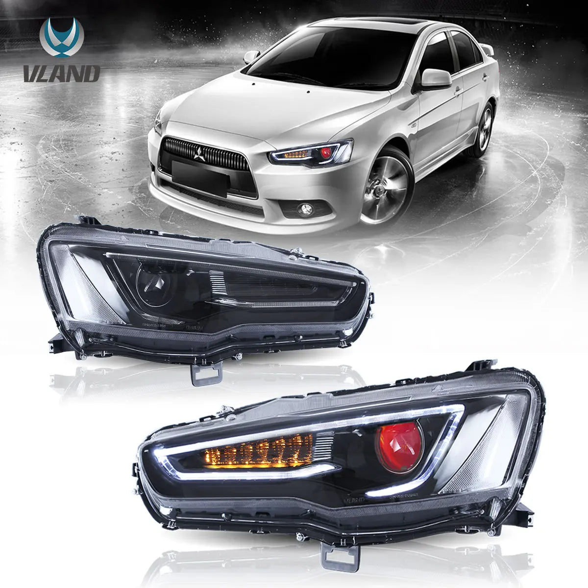 Reflektory Mitsubishi Lancer IX 9 / Evo 10 X 08-17 reflektory projekcyjne Classic/RedDemon - obrazek 5