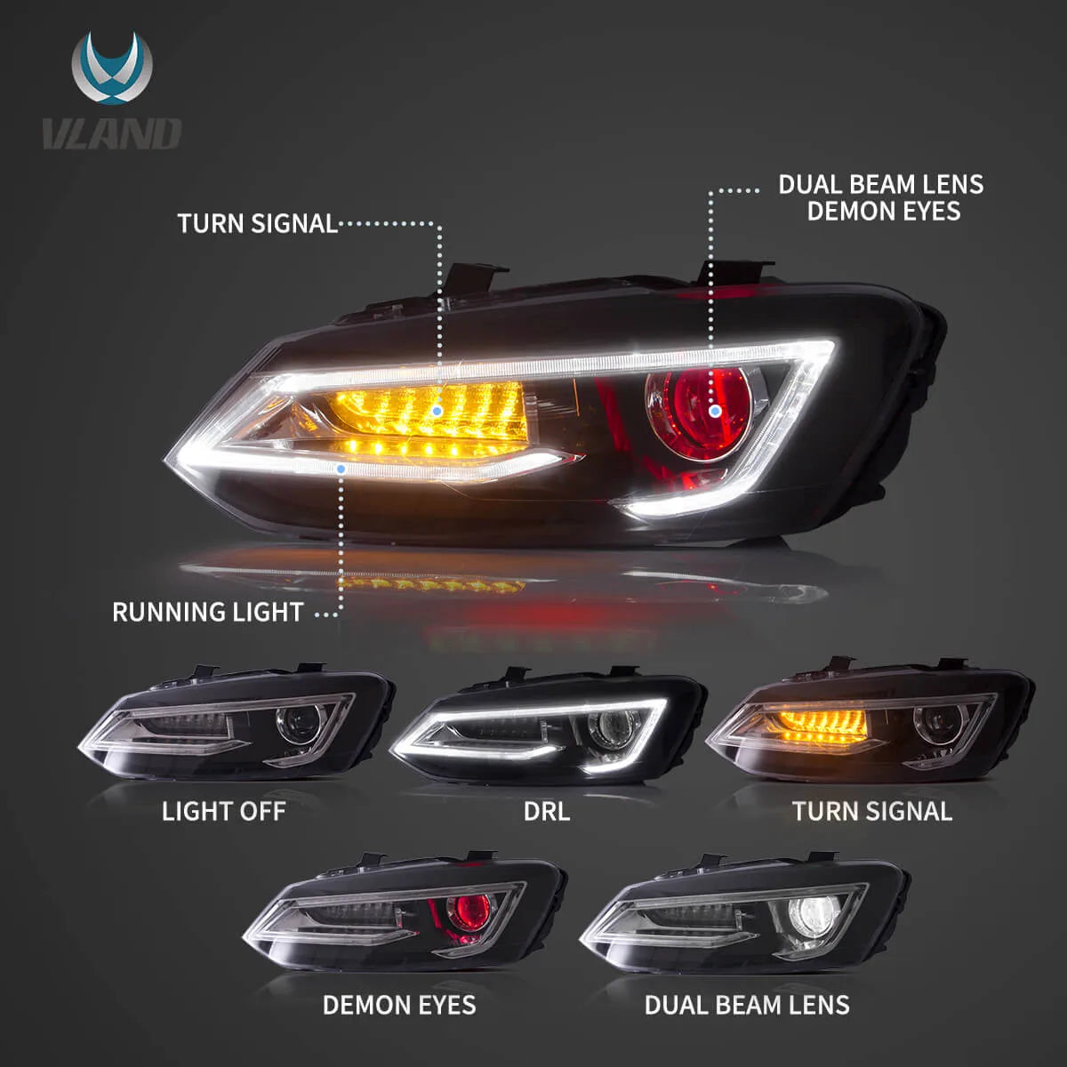 Reflektory VW Polo MK5 Classic/RedDemon (2009-2017) LED - obrazek 4