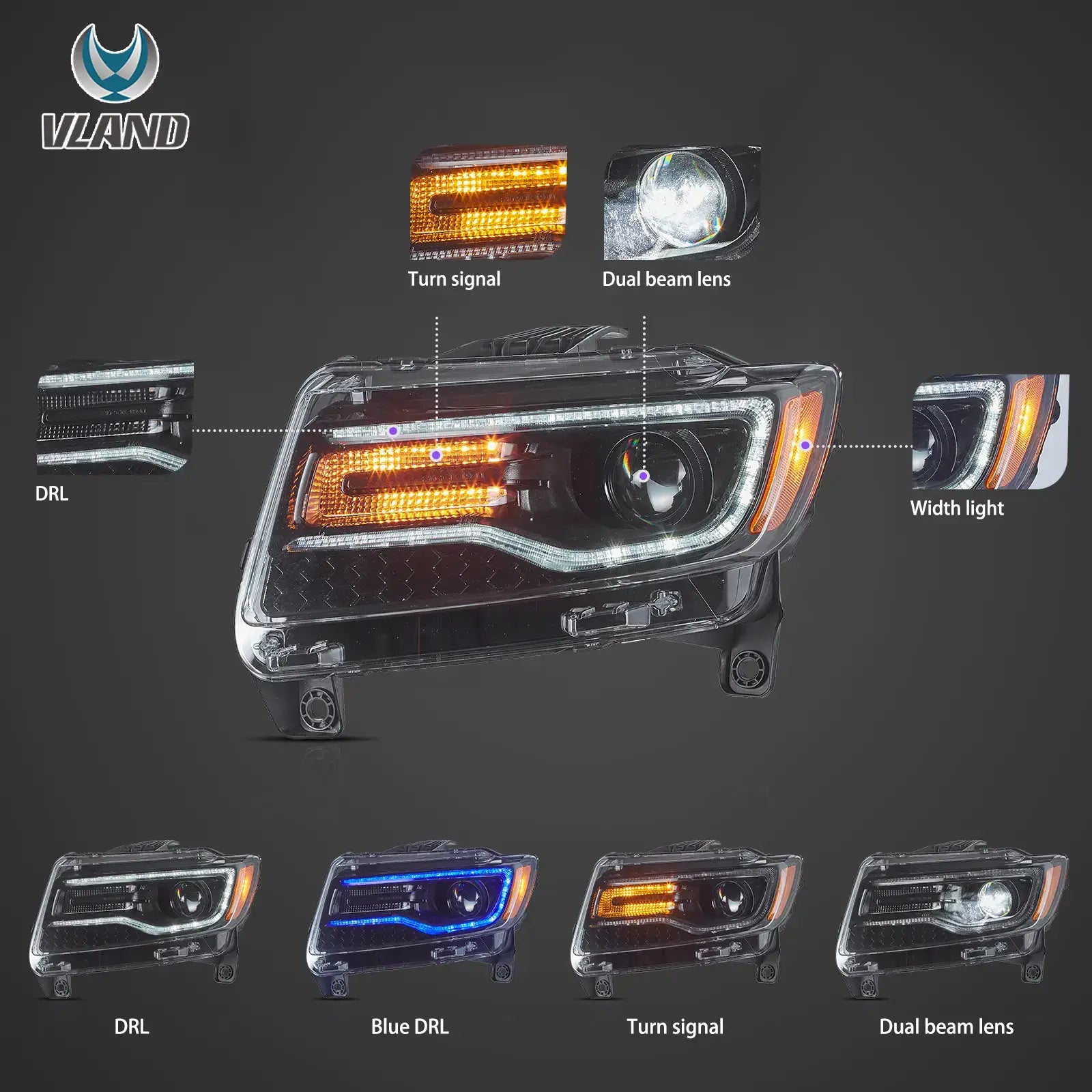 Reflektory Jeep Grand Cherokee WK2 Przed-Lift (2011–2013) Full LED - obrazek 4