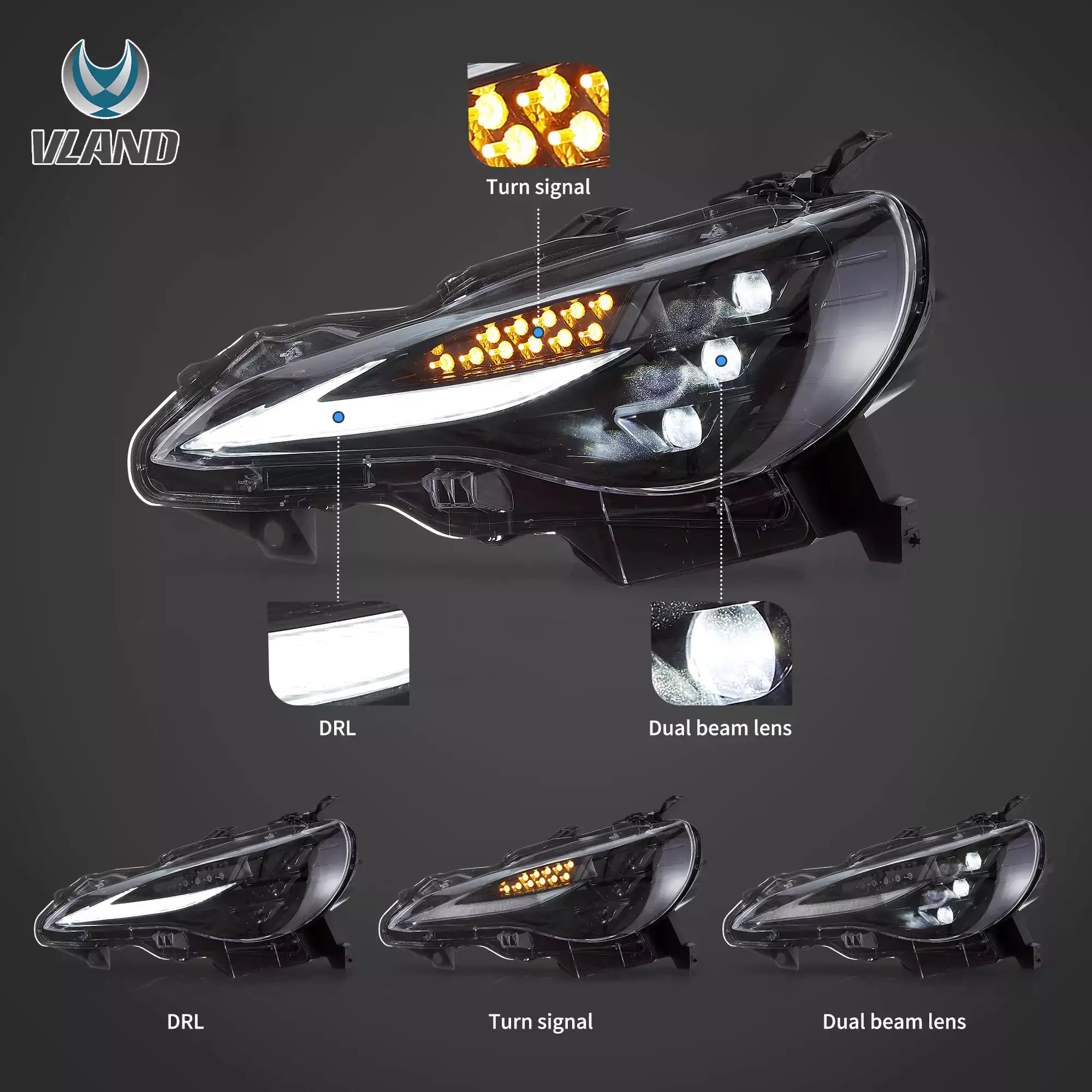 Reflektory SCION FR-S / SUBARU BRZ / TOYOTA 86 GT86 (2012–2021) Full LED - obrazek 4