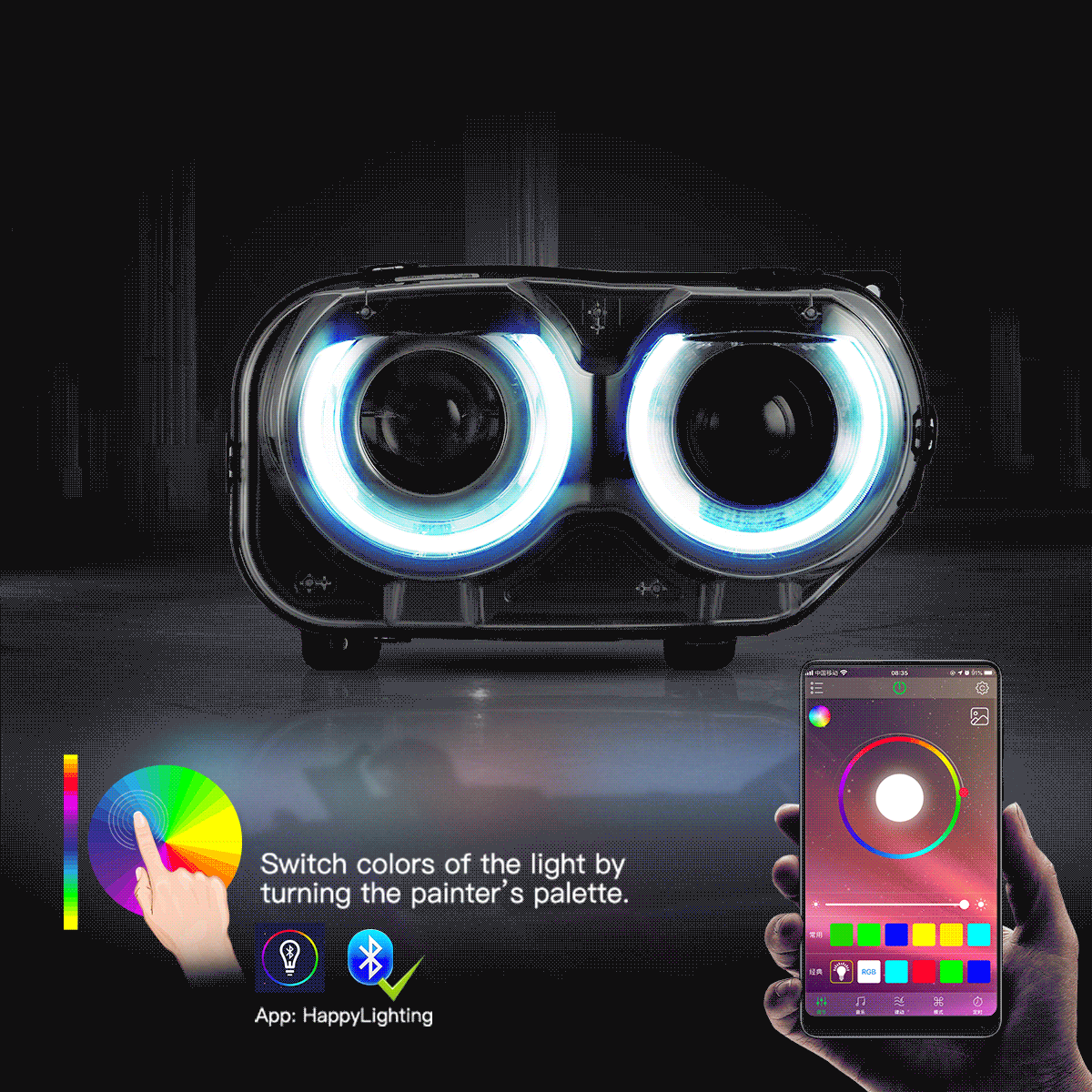 Reflektory Dodge Challenger (2015–2024) RGB DRL LED - obrazek 2
