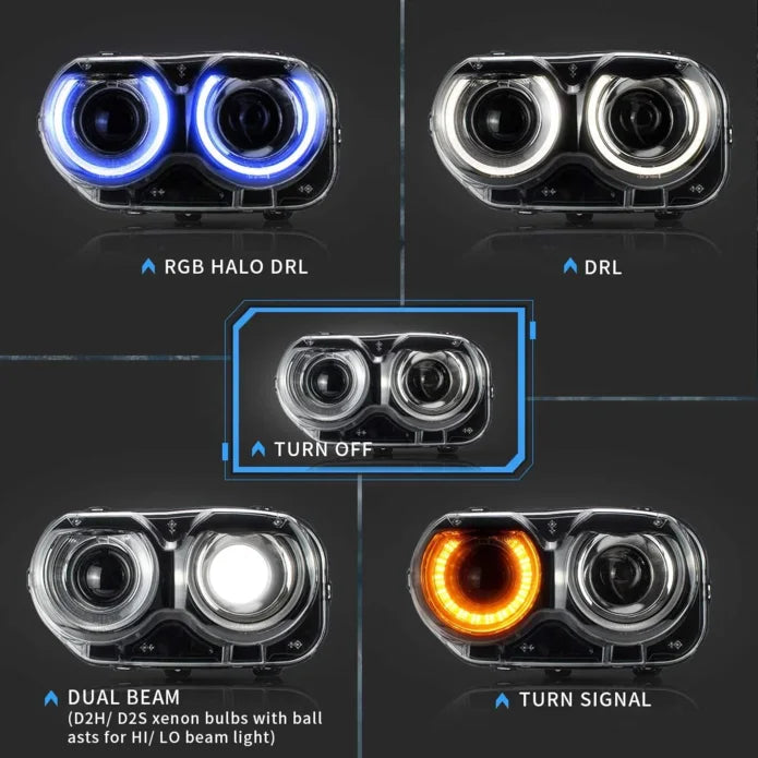 Reflektory Dodge Challenger (2015–2024) RGB DRL LED - obrazek 3