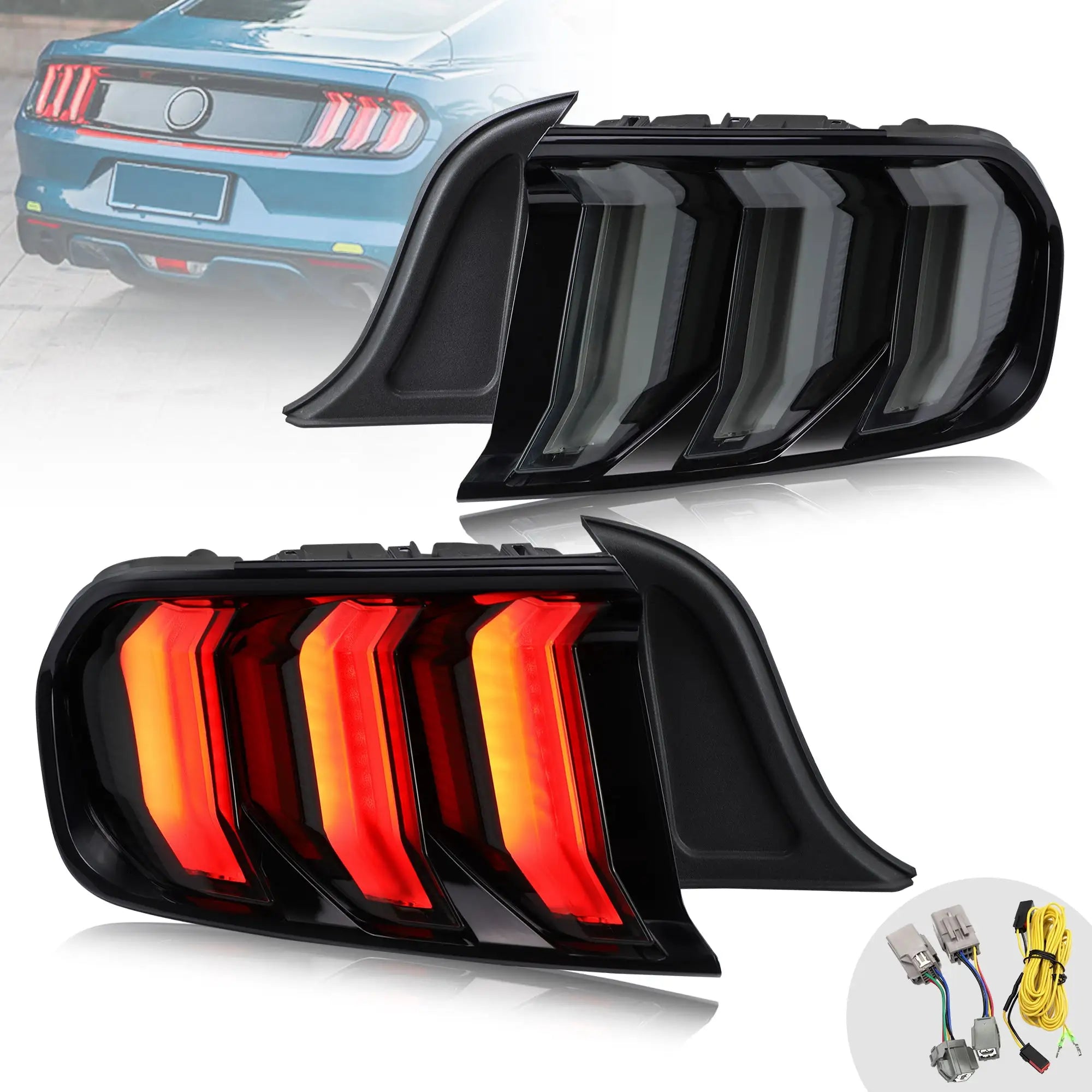 Lampy tylne Ford Mustang 6. generacji (S550) 15-23 LED z 5 trybami sekwencyjnymi kierunkowskazami