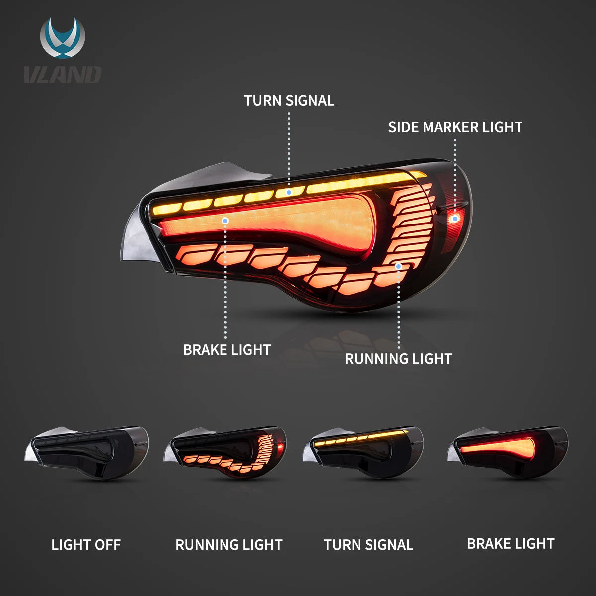 Lampy tylne Toyota 86 / Subaru BRZ / Scion FR-S (2012–2020) Full LED z sekwencyjnym kierunkowskazem - obrazek 3