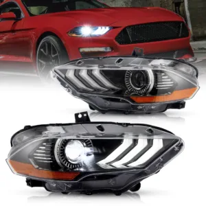 Reflektory Ford Mustang 6th Gen (2018-2022) Full LED Czarny
