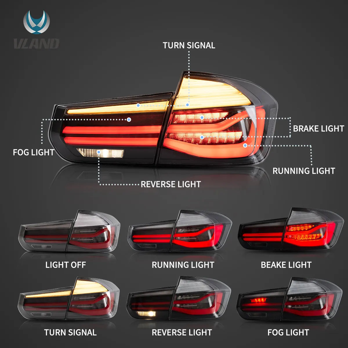 Lampy tylne BMW F30 F80 M3 Seria 3 LED 2012-2018 - obrazek 3