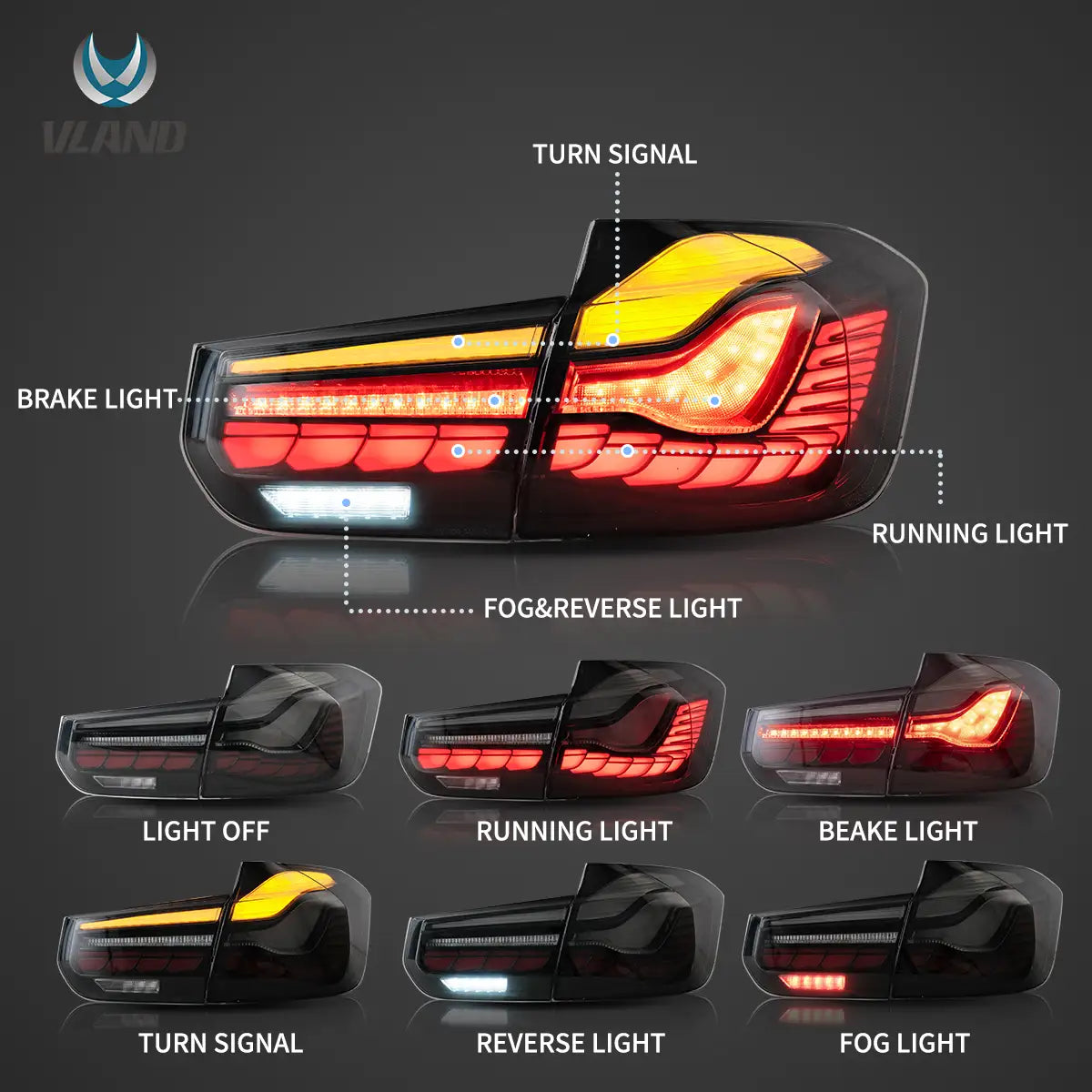 Lampy tylne BMW Seria 3 6-generacji 12-19 (F30 F80) OLED z dynamicznym oświetleniem powitalnym - obrazek 3