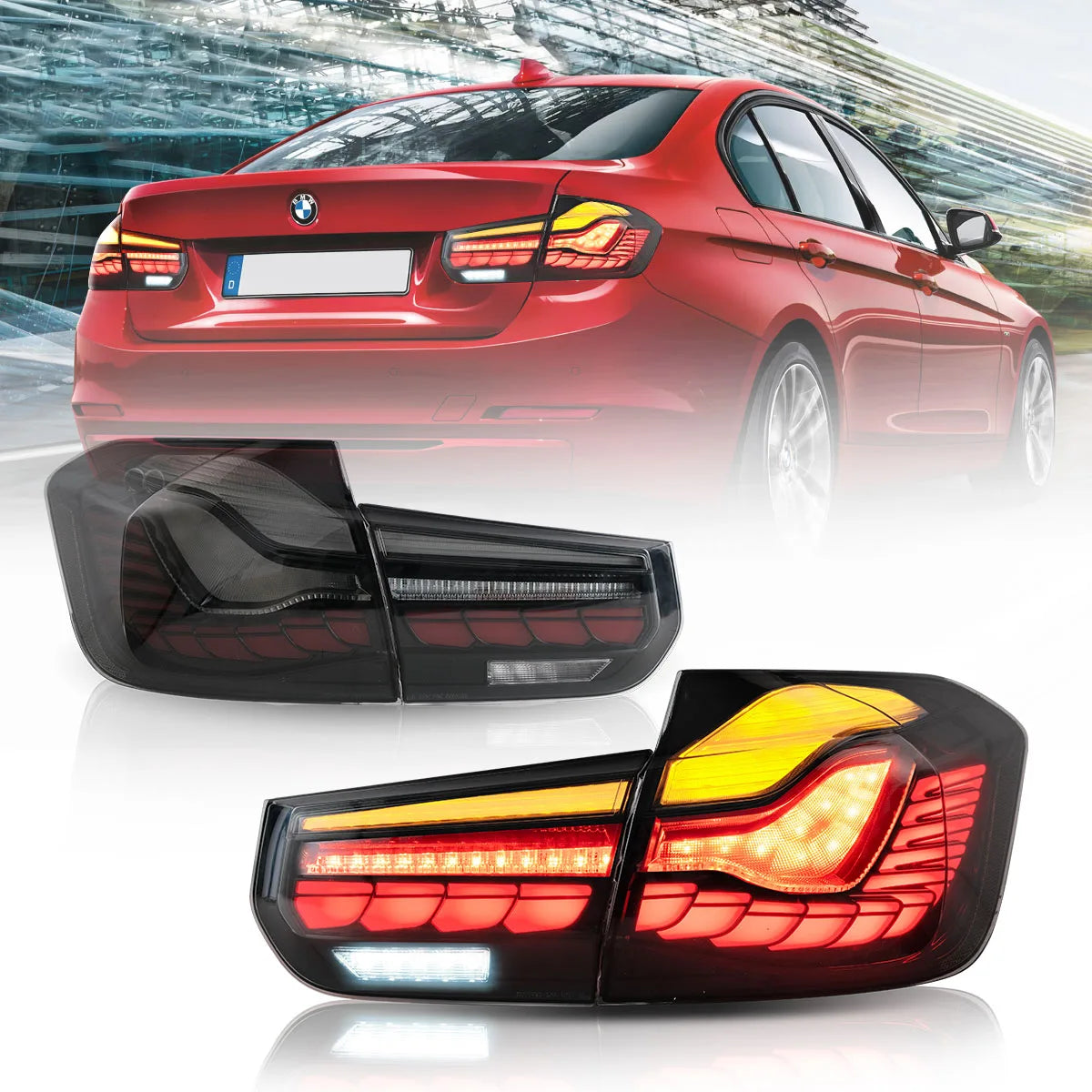 Lampy tylne BMW Seria 3 6-generacji 12-19 (F30 F80) OLED z dynamicznym oświetleniem powitalnym