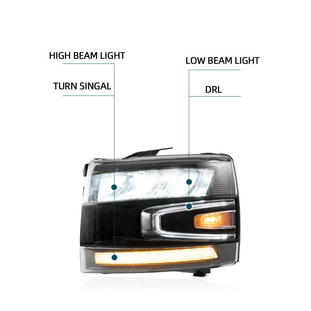 Reflektory Chevrolet Silverado 1500/2500HD/3500HD (2007–2014) Full LED - obrazek 5