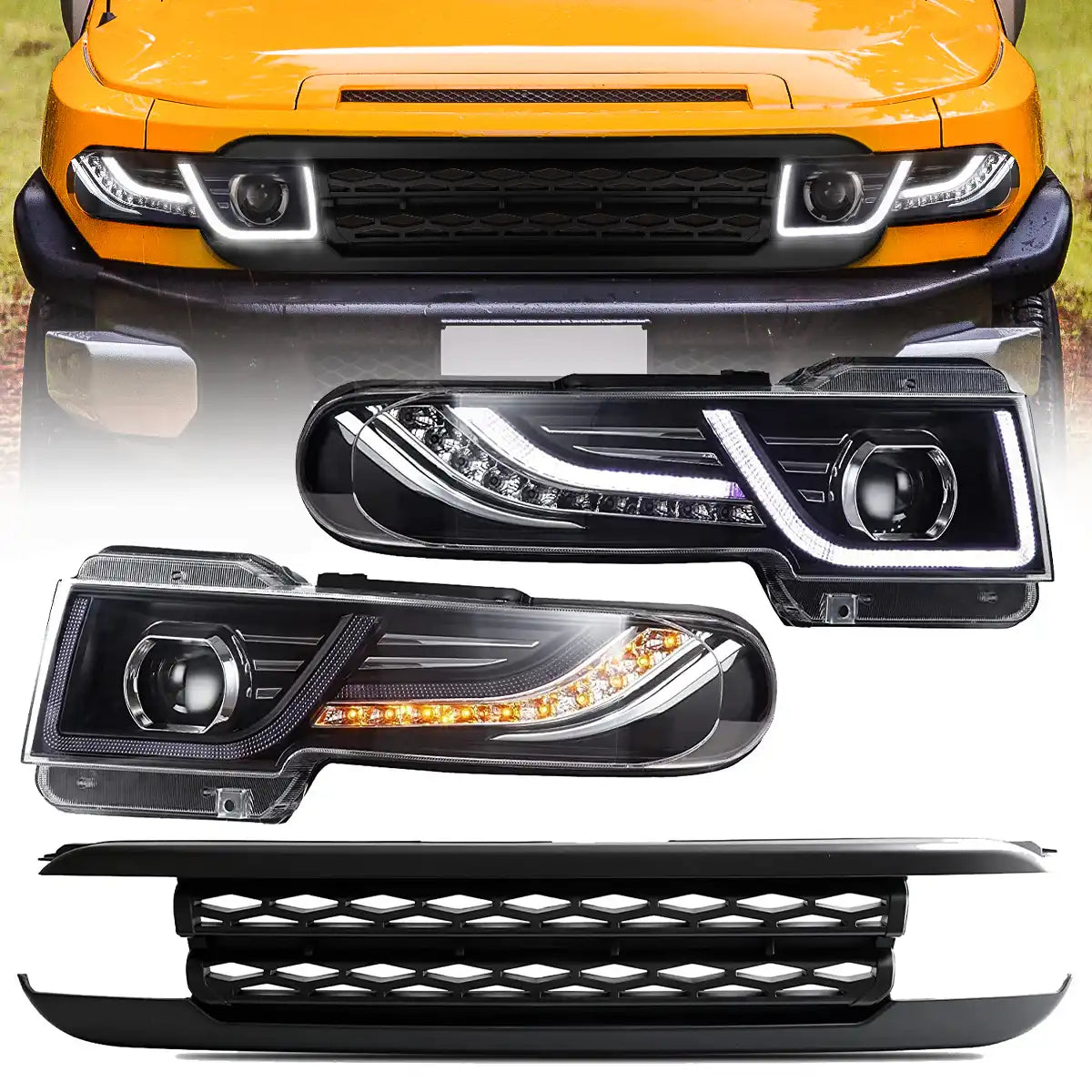 Reflektory Toyota FJ Cruiser XJ10 (2006-2022) + osłona chłodnicy (grill) - obrazek 2